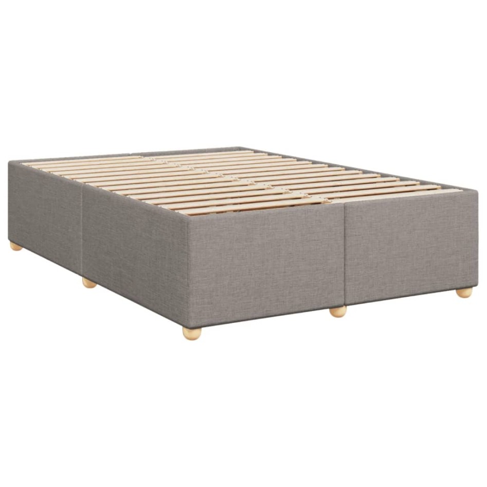 Cama box spring con colchón tela gris taupe 140x190