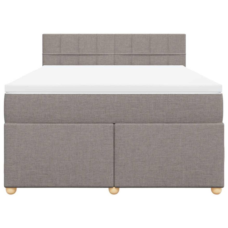 Cama box spring con colchón tela gris taupe 140x190