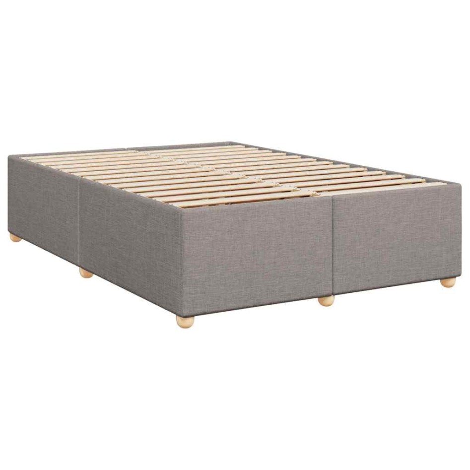 Cama box spring con colchón tela gris taupe 140x190