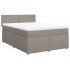 Cama box spring con colchón tela gris taupe 140x200