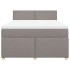 Cama box spring con colchón tela gris taupe 140x200