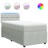 Cama box spring con colchón terciopelo gris claro 100x200