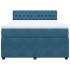 Cama box spring con colchón terciopelo azul 140x190
