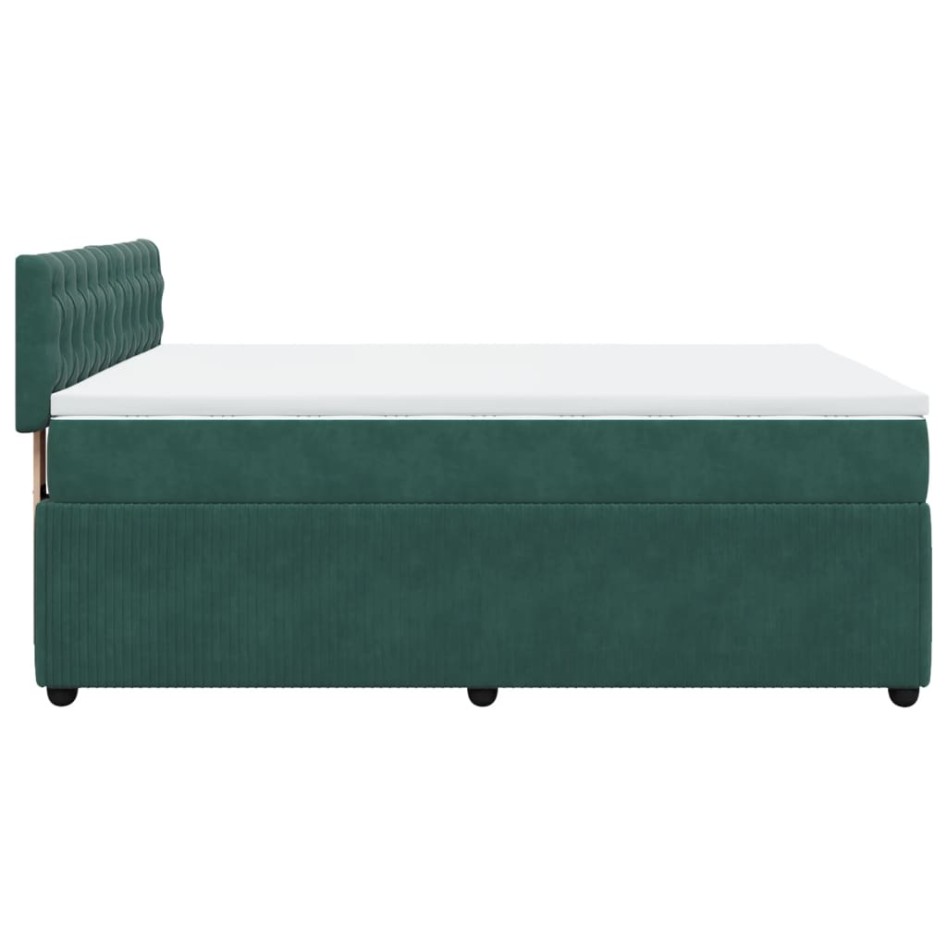 Cama box spring con colchón terciopelo verde oscuro 140x200