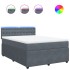 Cama box spring con colchón terciopelo gris oscuro 140x200