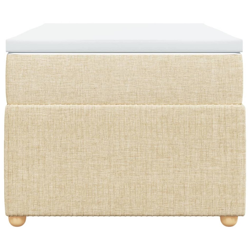 Cama box spring con colchón tela color crema 90x190