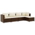 Set muebles de jardín 5 piezas y cojines ratán sintético
