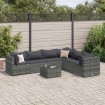 Set de muebles de jardín 7 pzas y cojines ratán sintético gris