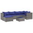 Set de muebles de jardín 7 pzas y cojines ratán sintético