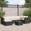 Set de muebles de jardín y cojines 7 pzas ratán sintético negro