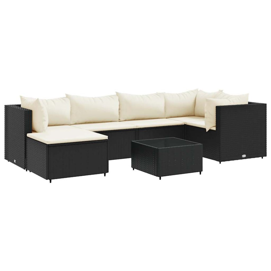 Set de muebles de jardín y cojines 7 pzas ratán sintético