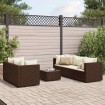 Set muebles de jardín 6 piezas y cojines ratán sintético marrón