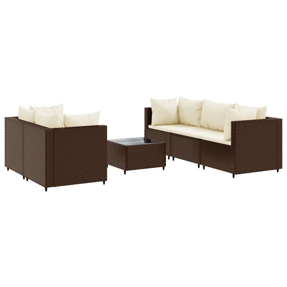 Set muebles de jardín 6 piezas y cojines ratán sintético
