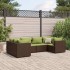 Set muebles de jardín 6 piezas y cojines ratán sintético