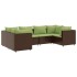 Set muebles de jardín 6 piezas y cojines ratán sintético