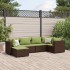 Set muebles de jardín 6 piezas y cojines ratán sintético