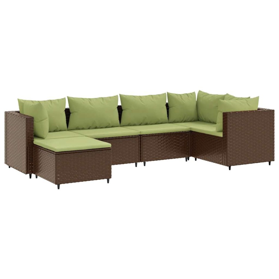 Set muebles de jardín 6 piezas y cojines ratán sintético