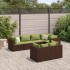Set muebles de jardín 7 piezas y cojines ratán sintético