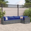 Set de muebles de jardín 5 pzas y cojines ratán sintético gris