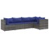Set de muebles de jardín 5 pzas y cojines ratán sintético