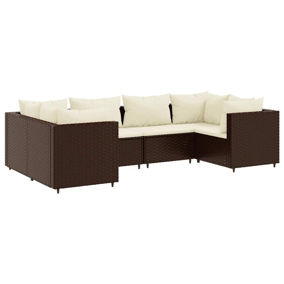 Set muebles de jardín 6 piezas y cojines ratán sintético