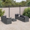 Set de muebles de jardín 8 pzas y cojines ratán sintético gris
