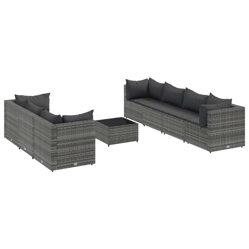 Set de muebles de jardín 8 pzas y cojines ratán sintético