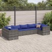 Set de muebles de jardín 7 pzas y cojines ratán sintético gris