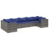 Set de muebles de jardín 7 pzas y cojines ratán sintético