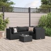 Set de muebles de jardín 5 pzas y cojines ratán sintético negro
