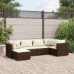 Set muebles de jardín 6 piezas y cojines ratán sintético marrón