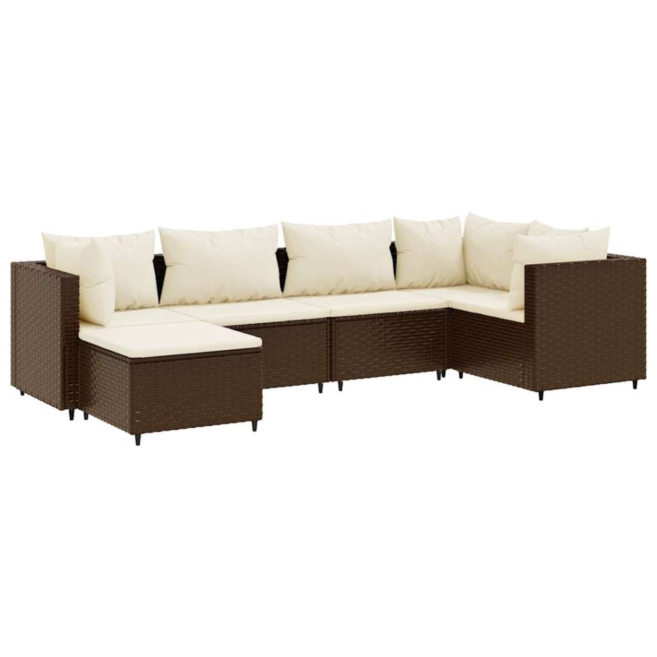 Set muebles de jardín 6 piezas y cojines ratán sintético