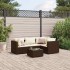 Set muebles de jardín 5 piezas y cojines ratán sintético