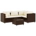 Set muebles de jardín 5 piezas y cojines ratán sintético