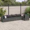 Set de muebles de jardín 6 pzas y cojines ratán sintético gris