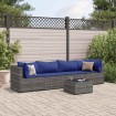 Set de muebles de jardín 5 pzas y cojines ratán sintético gris