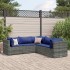 Set de muebles de jardín 5 pzas y cojines ratán sintético