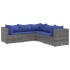 Set de muebles de jardín 5 pzas y cojines ratán sintético