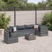 Set de muebles de jardín 7 pzas y cojines ratán sintético gris