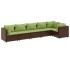 Set muebles de jardín 6 piezas y cojines ratán sintético