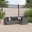 Set de muebles de jardín 4 pzas y cojines ratán sintético gris