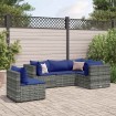 Set de muebles de jardín 5 pzas y cojines ratán sintético gris
