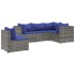 Set de muebles de jardín 5 pzas y cojines ratán sintético