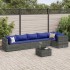 Set de muebles de jardín 7 pzas y cojines ratán sintético