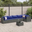 Set de muebles de jardín 7 pzas y cojines ratán sintético gris