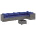Set de muebles de jardín 7 pzas y cojines ratán sintético