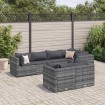 Set de muebles de jardín 7 pzas y cojines ratán sintético gris
