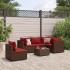 Set muebles de jardín 6 piezas y cojines ratán sintético