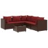 Set muebles de jardín 6 piezas y cojines ratán sintético
