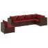 Set muebles de jardín 6 piezas y cojines ratán sintético